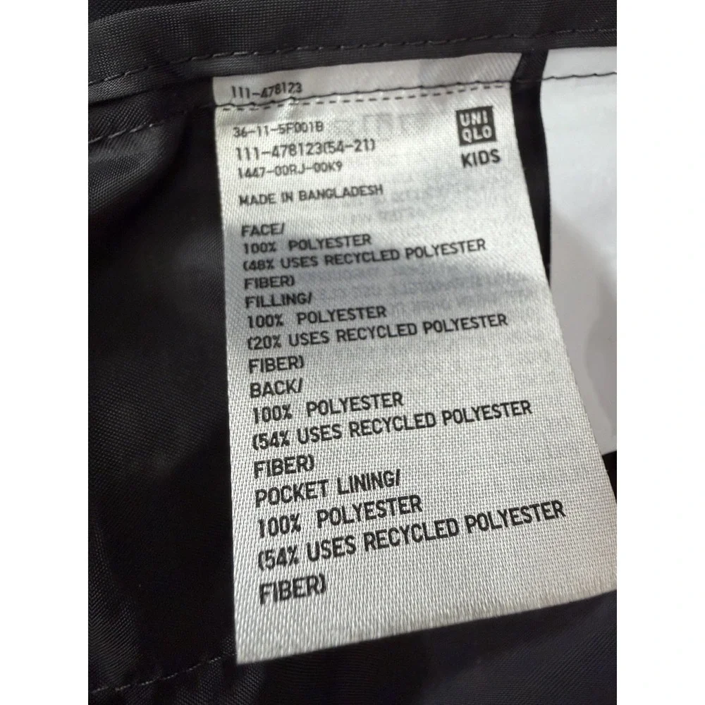 Uniqlo Kids Girl Puffer Jacket Black Size 10/11 No Hood Included